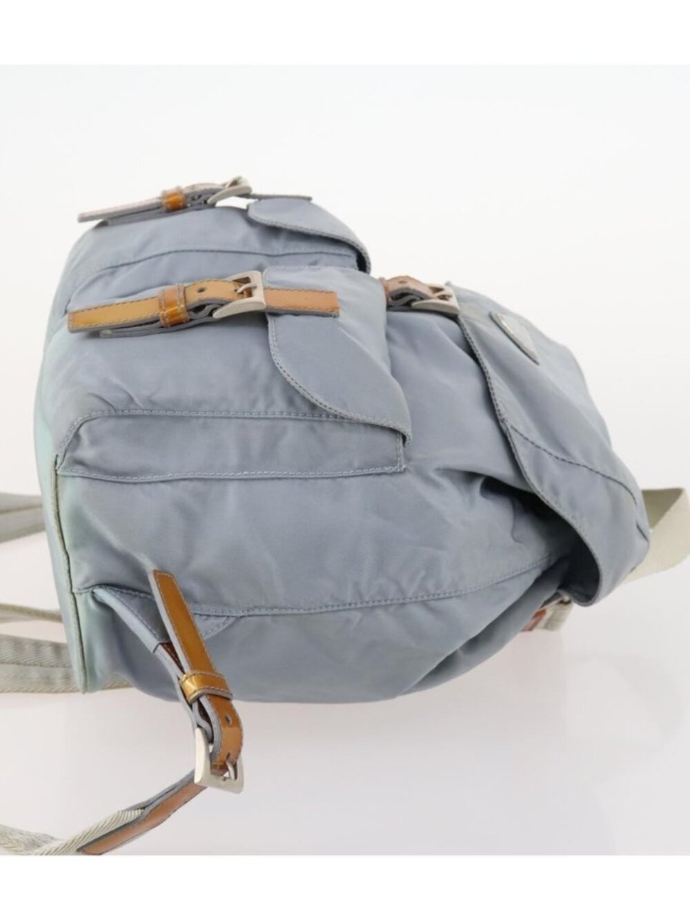 PRADA Backpack Nylon Light Blue Silver - Picture 3 of 16